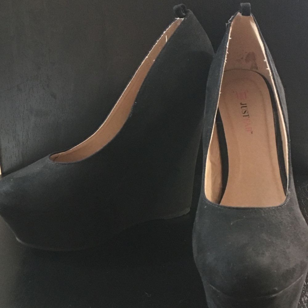 Suede Black wedge heels